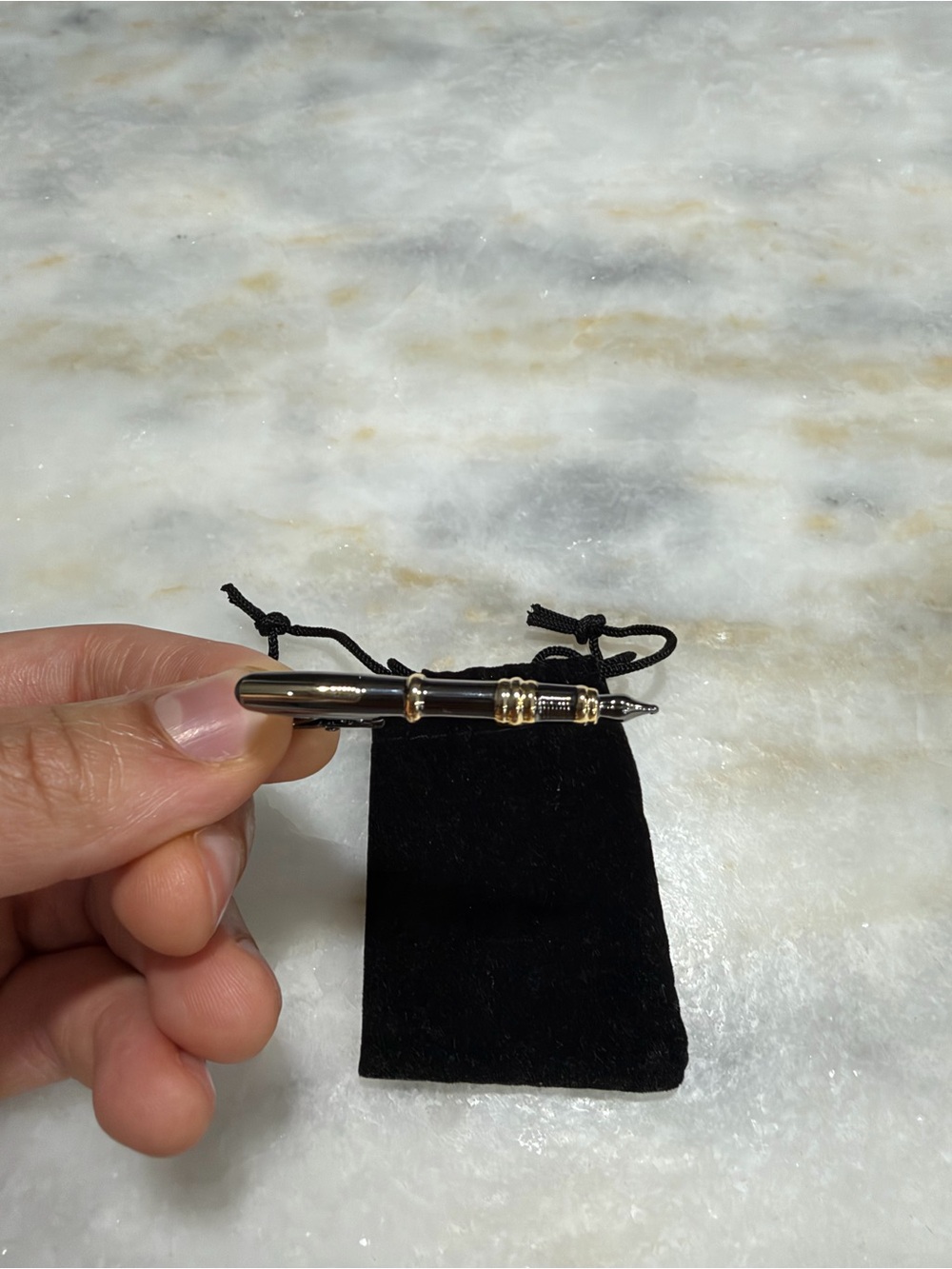 Fountain Pen Black Metal Tie Bar Clip